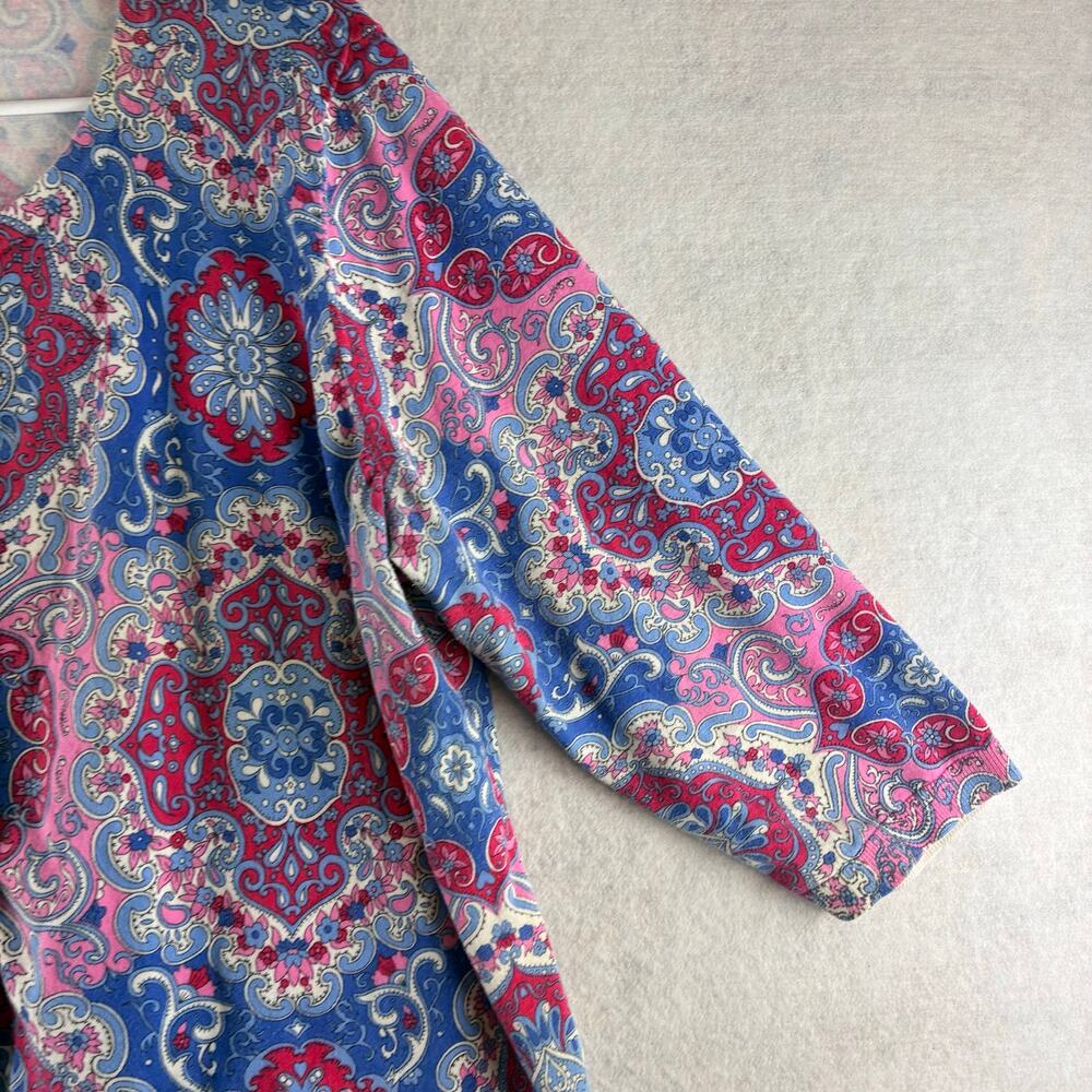 Talbots Button Up Cardigan Sweater Womens 3XP 3/4 Sleeve Boho Medallion AOP READ - Picture 4 of 11